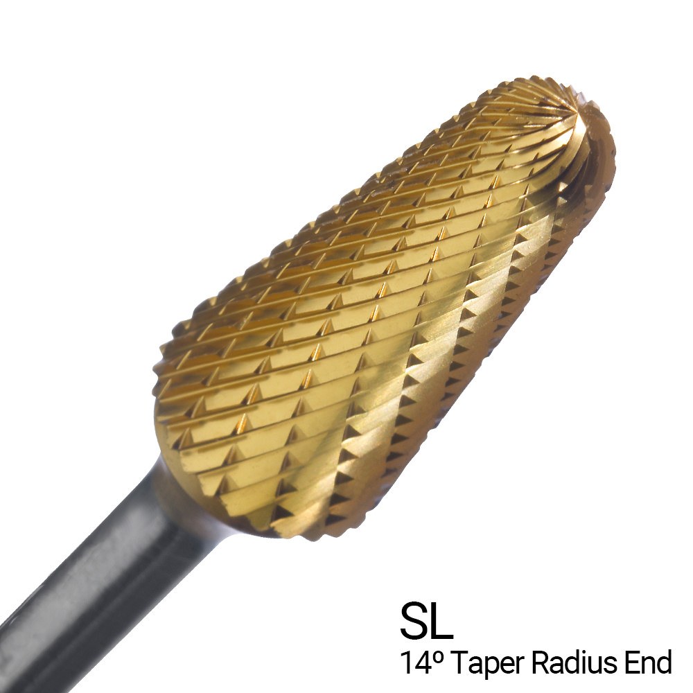 SC TIN 14° TAPER W/RAD DC BUR: SL1 - Carbide Burrs